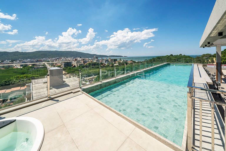 Flat c/ Piscina Aquecida, Jacuzzi e Lazer - 550m do Mar