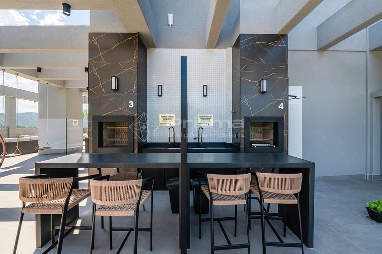 Flat com Piscina Aquecida, Jacuzzi e Lazer - 550m do Mar