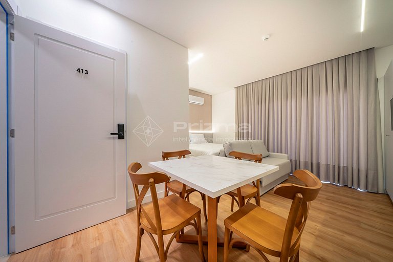 313 - Flat Moderno e Bem Localizado a 120 metros da praia de