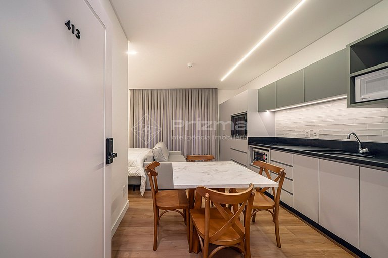 313 - Flat Moderno e Bem Localizado a 120 metros da praia de