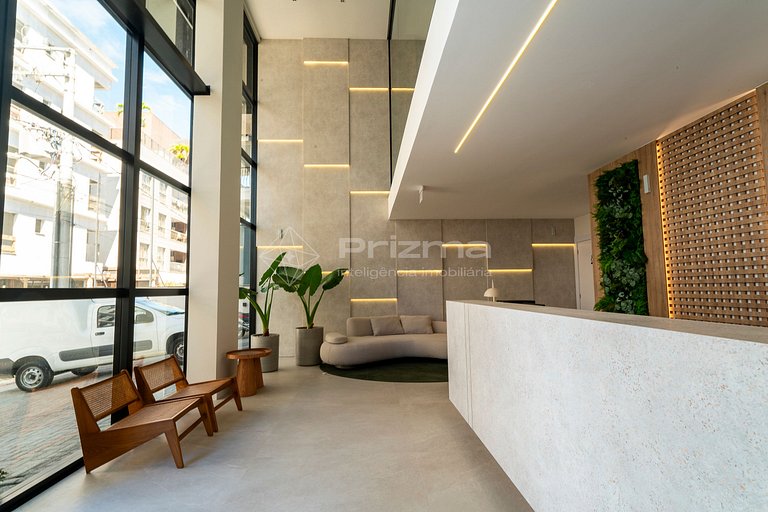 313 - Flat Moderno e Bem Localizado a 120 metros da praia de
